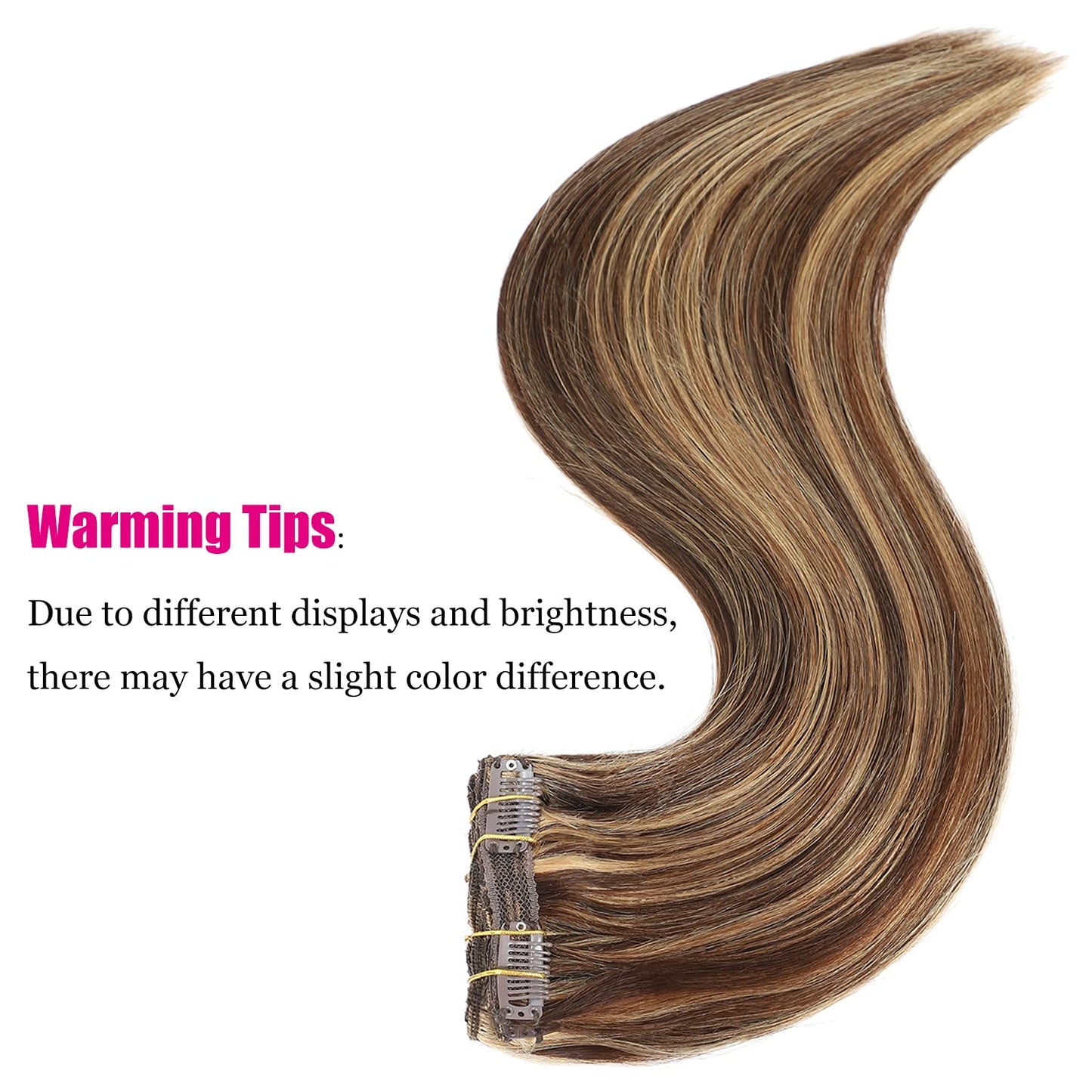 Clip in Hair Extensions Real Human Hair 22Inch 120g/set Straight Human Hair Clip in Extensions 7pcs Thick Remy Brazilian Human Hair Clip ins for Women Balayage Chocolate Brown to Caramel Blonde Color
