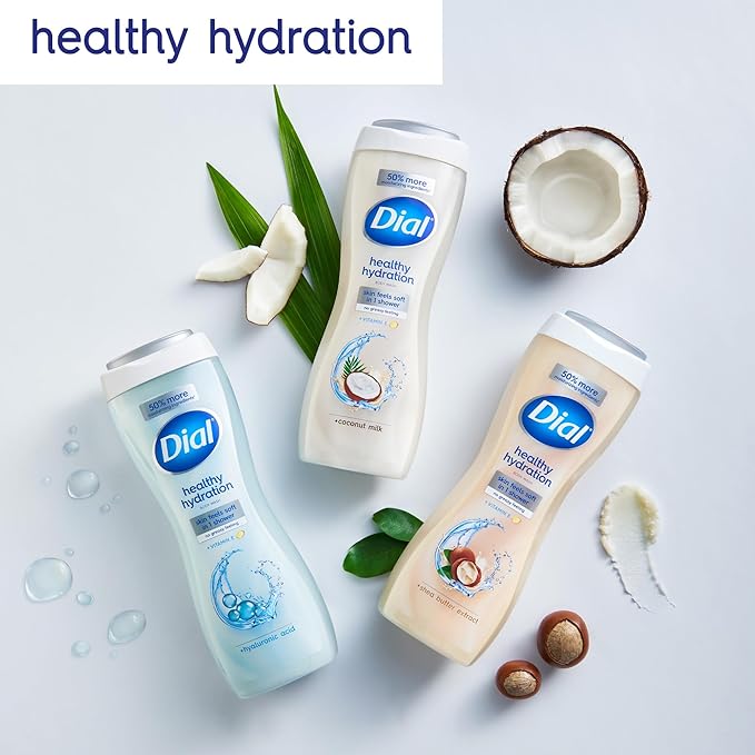 Dial Body Wash, Healthy Hydration, Coconut Milk plus Vitamin E, 16 fl oz (Pack of 4)
