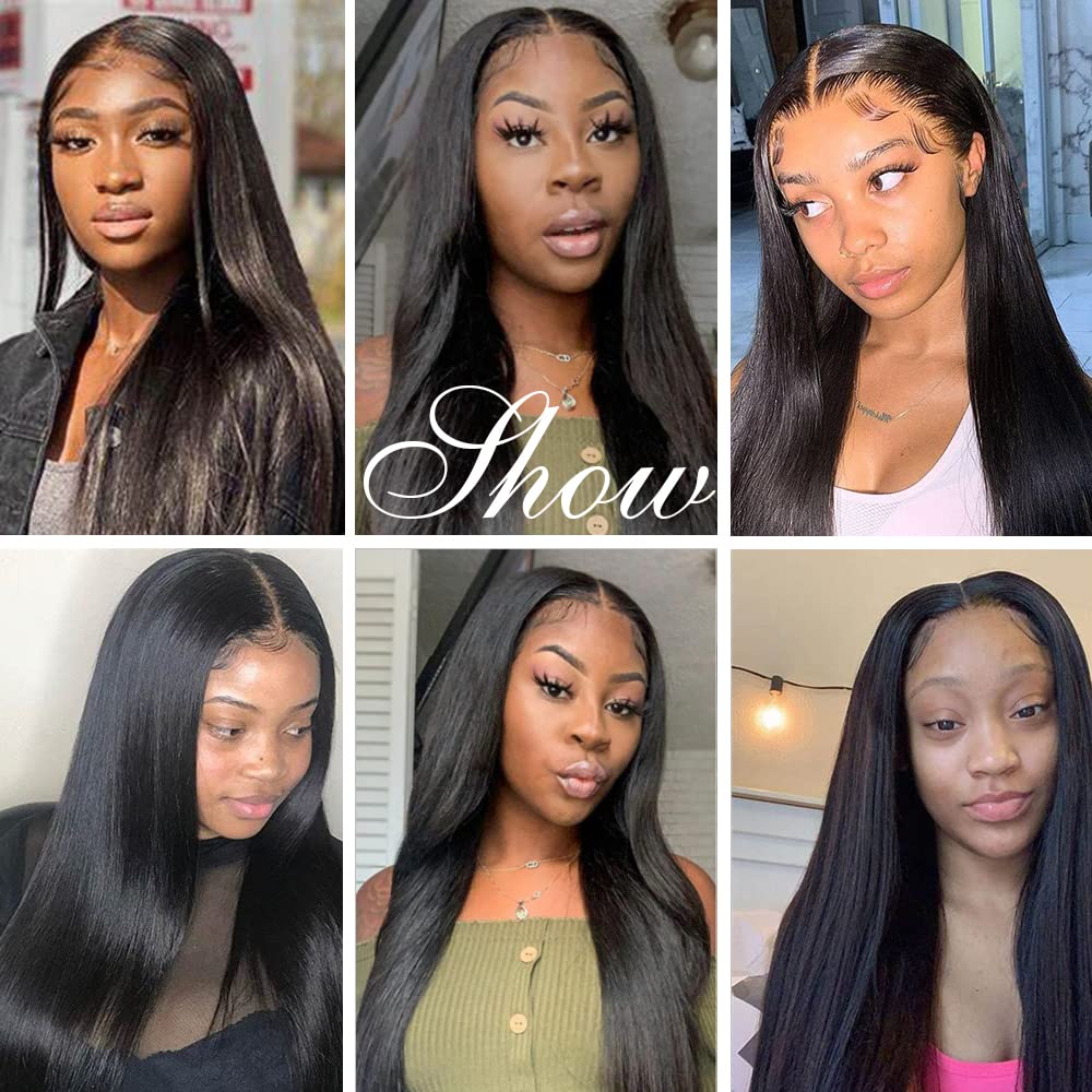 Feibin 13x4 Lace Frontal Closure Ear To Ear Free Part lace Closure Brazilian Silky Straight Frontal Human Hair Extension Pre-Plucked Frontal Closure Natural Color 12 Inch Christmas Decorations