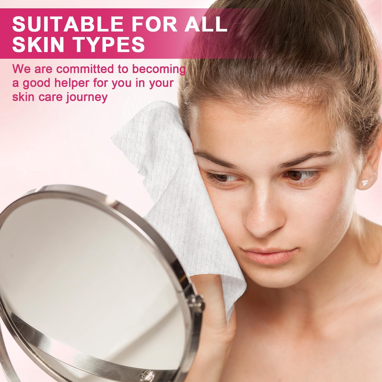 FACEMADE 60 Ct Disposable Face Towels XXL, Face Towelettes for Makeup and Clean, Super Soft and Thick Dry Wipes, USDA Certified 100% Biobased, Rose