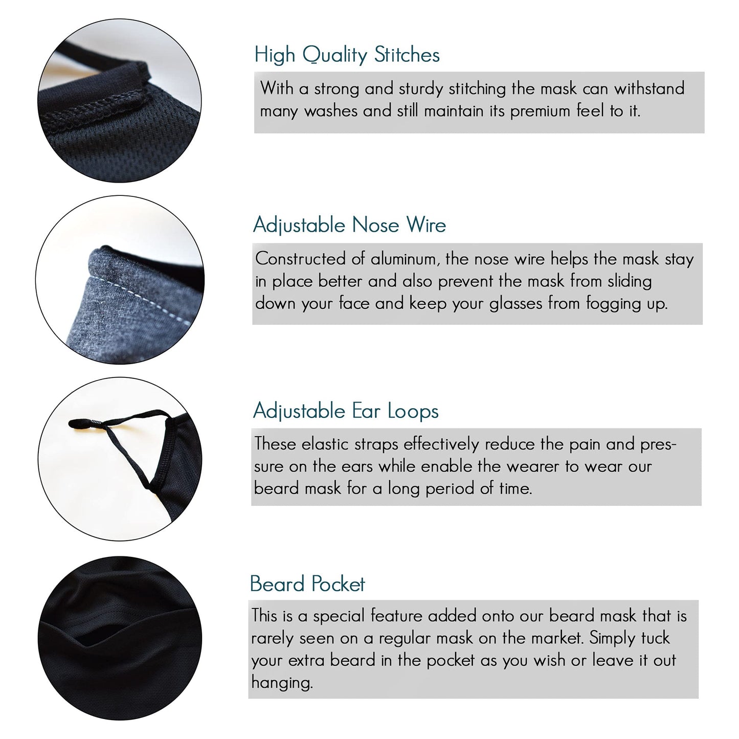KT Valley Co. Beard Friendly Face Mask for Men with a Beard, Beard Protection for Bearded Men, Reusable and Comfortable