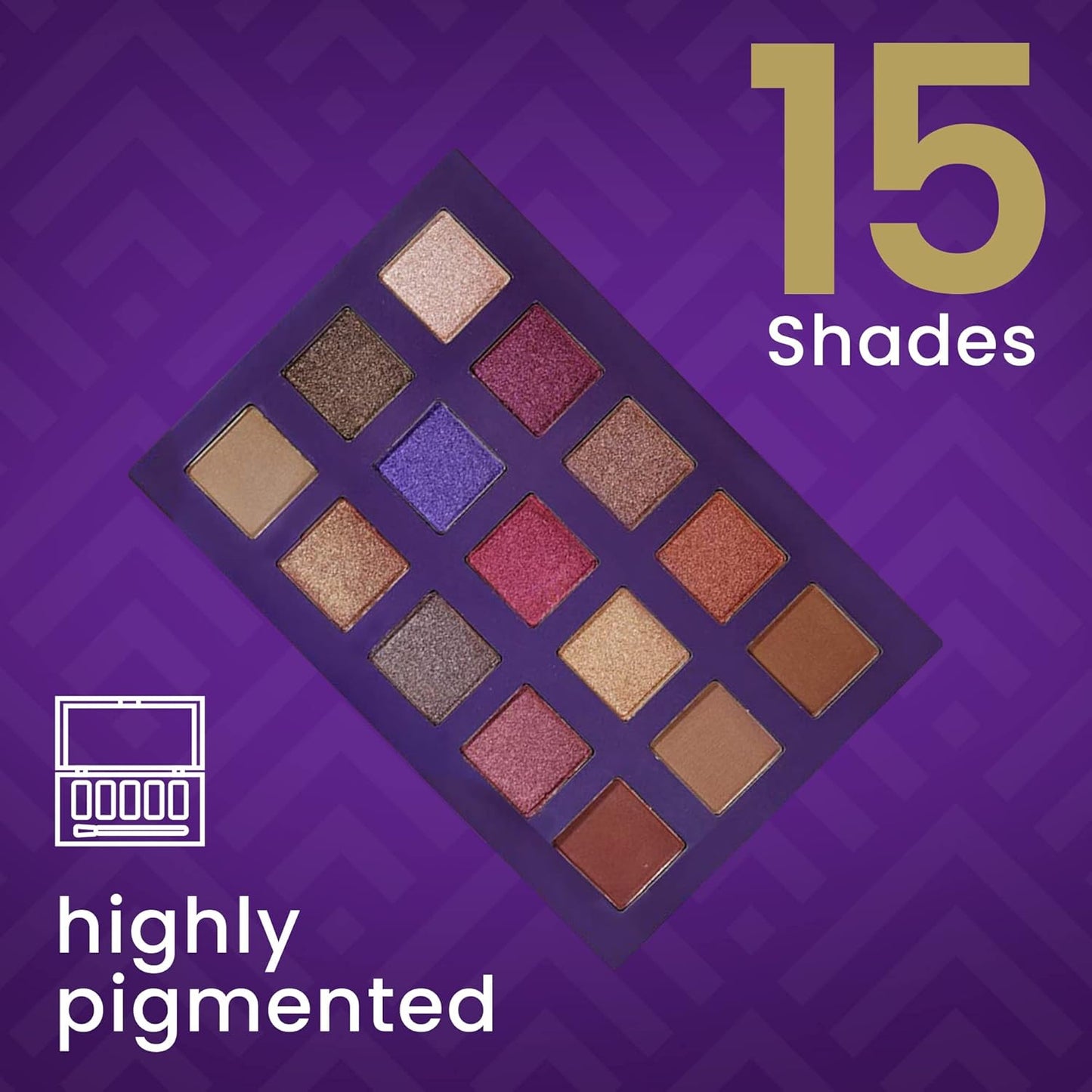 Cosmetics - Twilight, 15-Color Eyeshadow Palette, Highly Pigmented, Long-Wearing, Easy-to-Blend, Blue & Purple Matte, Metallic & Shimmer Eye Shadow, Professionally Formulated Eye Makeup