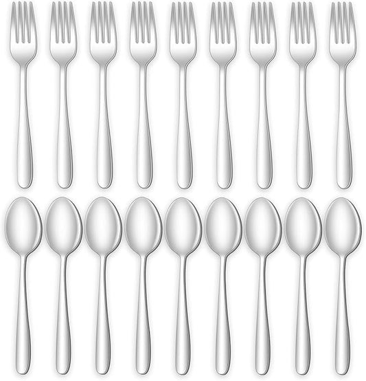 24-piece Forks and Spoons Silverware Set, Amafox Food Grade Stainless Steel Flatware Cutlery Set for Home, Kitchen and Restaurant, Mirror Polished Forks and Spoons Set for 12, Dishwasher Safe