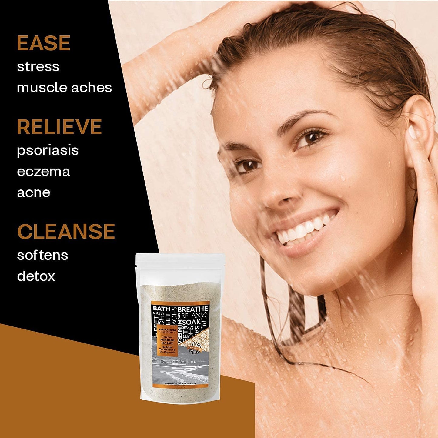 20 lbs Raw Dead Sea Bath Salt in Resealable Pack with 100% Pure Dead Sea Mud Facial Mask - 5 Minute Mask - No Ingredients Added