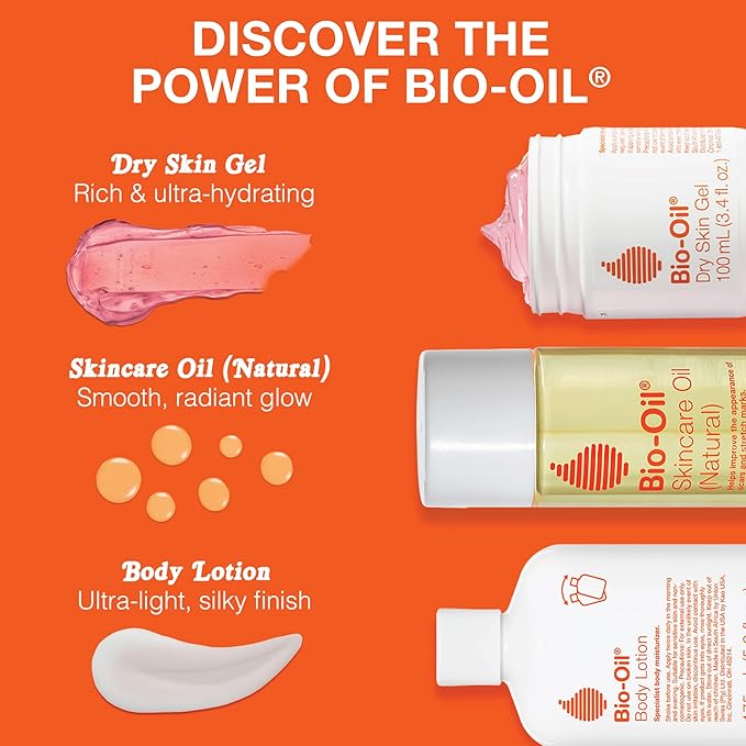 Bio-Oil Natural Skincare Oil, Serum for Scars and Stretch Marks, Face and Body Moisturizer for Dry Skin, Hair Oil, For All Skin Types, 4.2 Oz