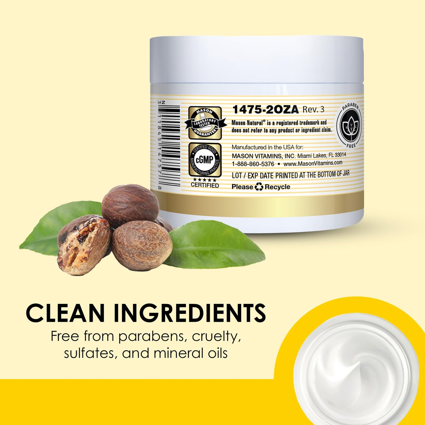 MASON NATURAL Collagen Premium Skin Cream - Anti Aging Face and Body Moisturizer, Intense Skin Hydration and Firmness, Pear Scent, Paraben Free, 2 OZ (3-Pack)