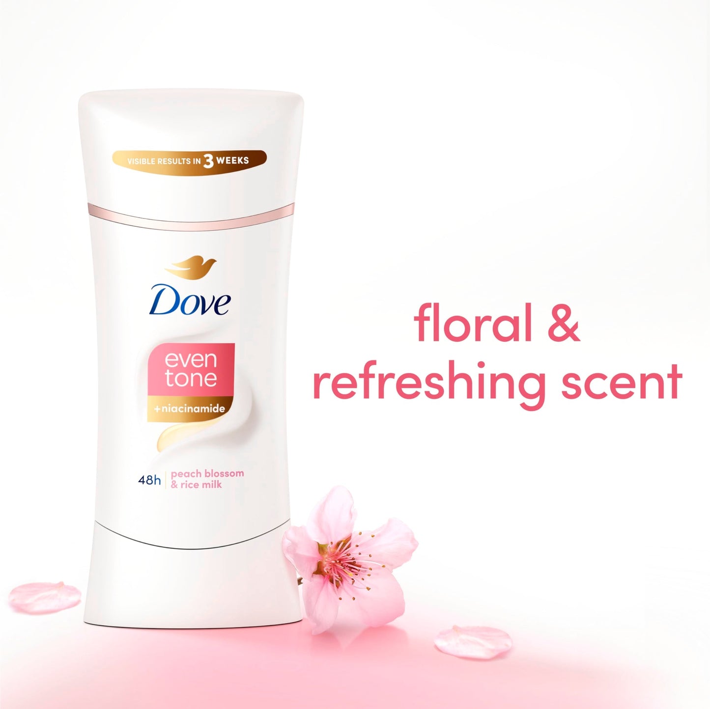 Dove Even Tone Antiperspirant Deodorant Stick Peach Blossom & Rice Milk 2.6 oz