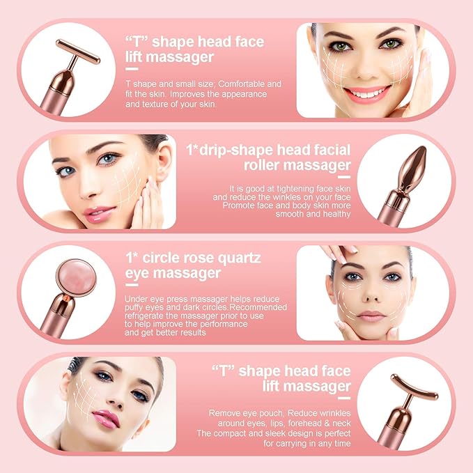 DANGSHAN 4-in-1 Face Massager Roller 24k Golden Face Roller, Arm Eye Nose Massage for Face Facial Massager Skin Care Tools