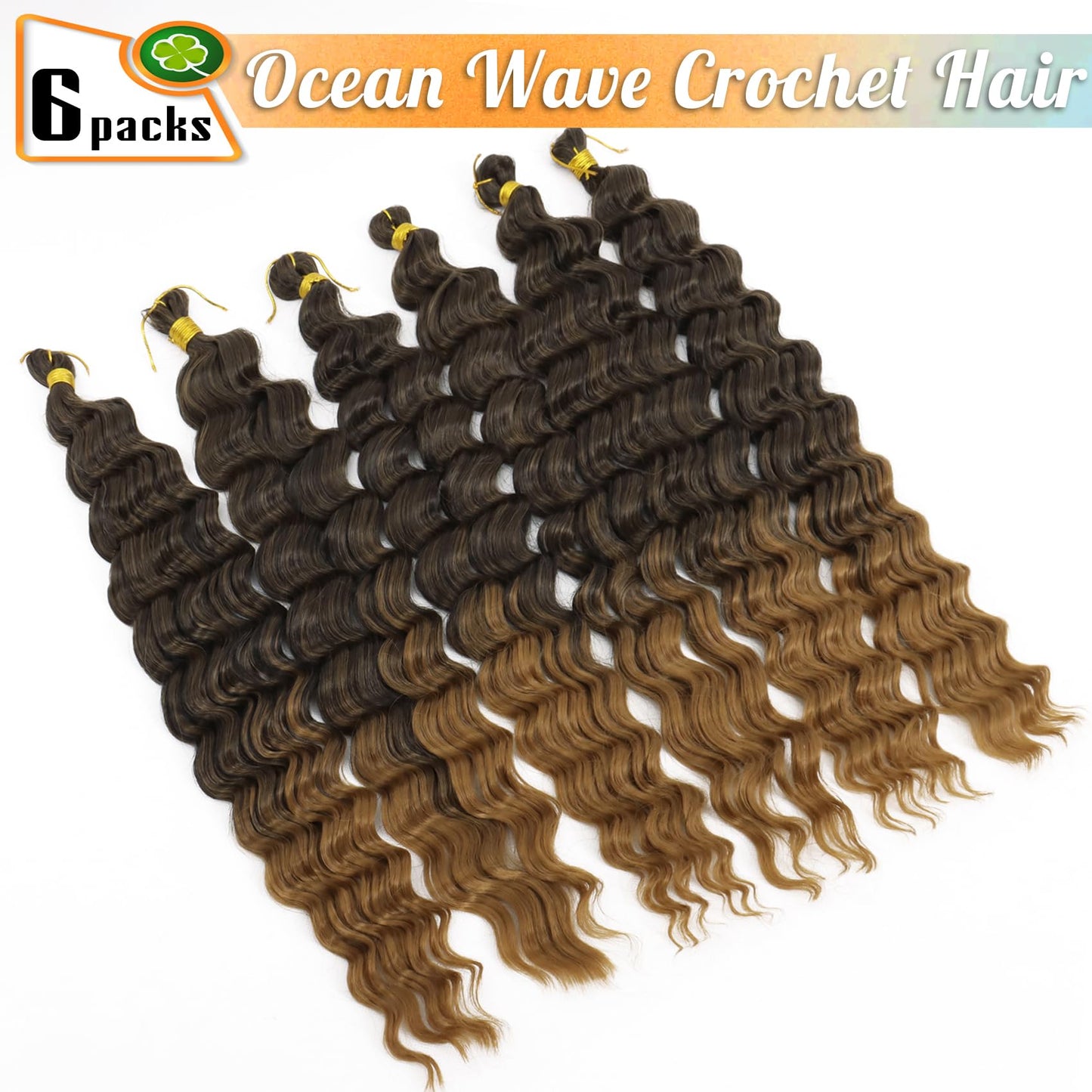 Eerya Long Curly Braiding Hair 24 Inch 2 Packs Ocean Wave Crochet Hair for Black Women Deep Wave Braiding Hair for Boho Braids（24 inch, T1B/27）