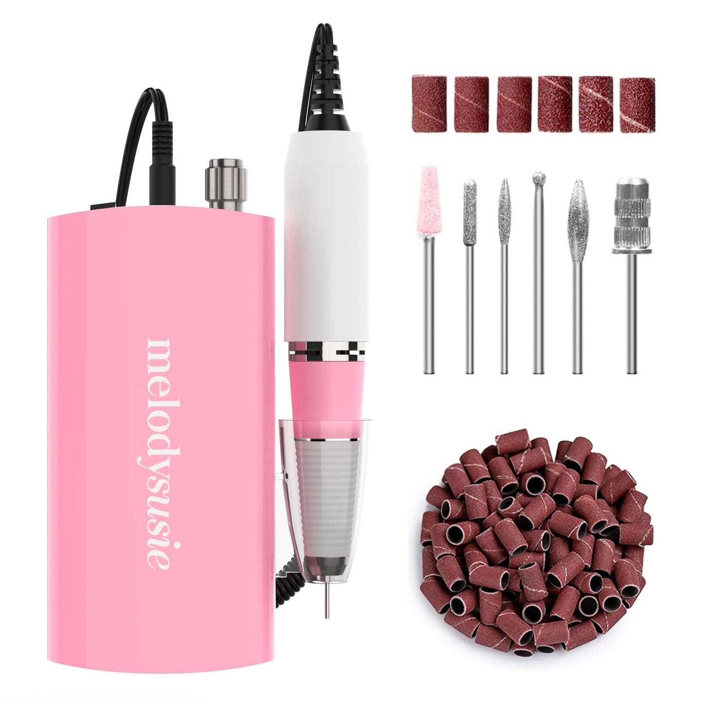 MelodySusie Rechargeable Portable Nail Drills with Professional Tornado Nail Drill Bits
