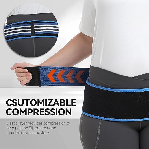 Sacroiliac SI Joint Hip Belt for Women Men-Alleviate Sciatica|Pelvic|Back|Lower Back Support, Pelvic Support Belt, Adjustable Lumbar Pain Relief, Trochanter Belt Blue, S(Hip Size 25-40")