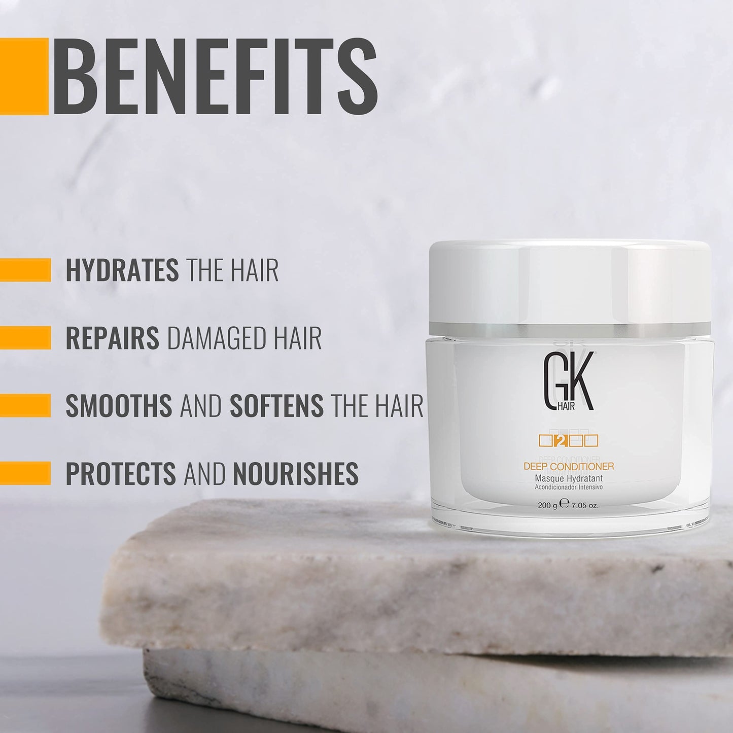 GK HAIR Global Keratin Deep Conditioner Masque 200g/7.5oz - Leave in Conditioner Spray (120ml/4 fl. oz) Hair Protection with Natural Oil