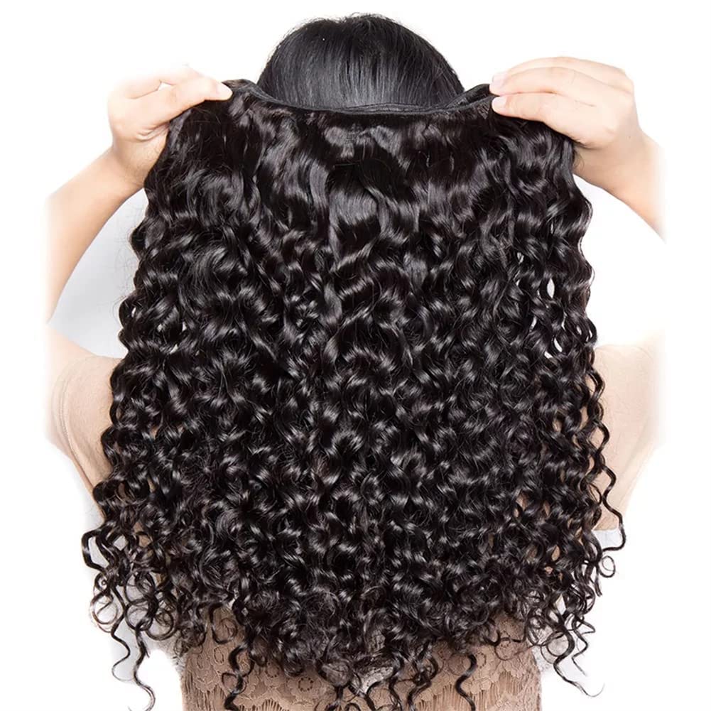 Ladiaryf Water Wave Bundles Human Hair Water Wave 3 Bundles Soft Brazilian Virgin Human Hair Bundles 100% Unprocessed Thick Wet and Wavy Hair Bundles Natural Black 300g 14 16 18 Inch