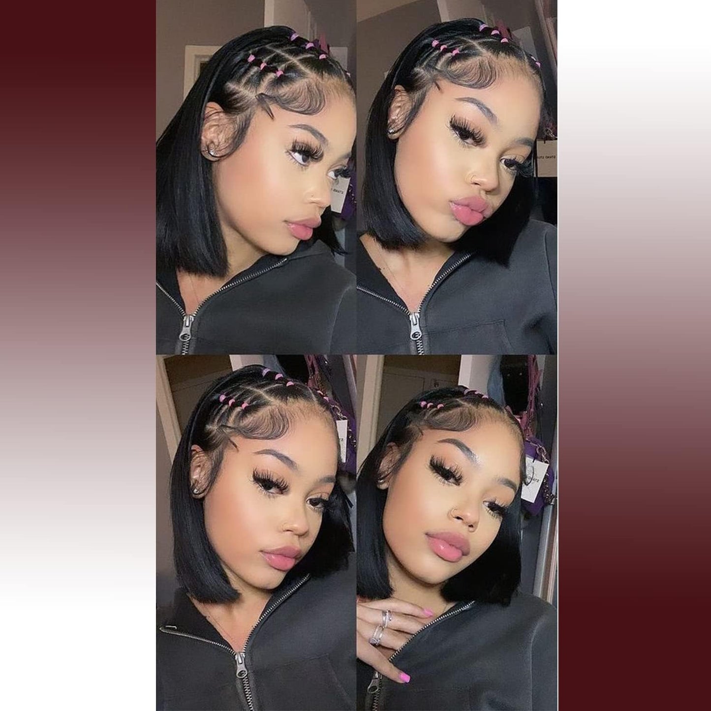 Lumhun HD Lace Edges Baby Hair for Black Women 2Pcs HD Lace Edges Fake Baby Hair Pieces Virgin Human Hair Swiss Hairline Instant Remy Baby Hair