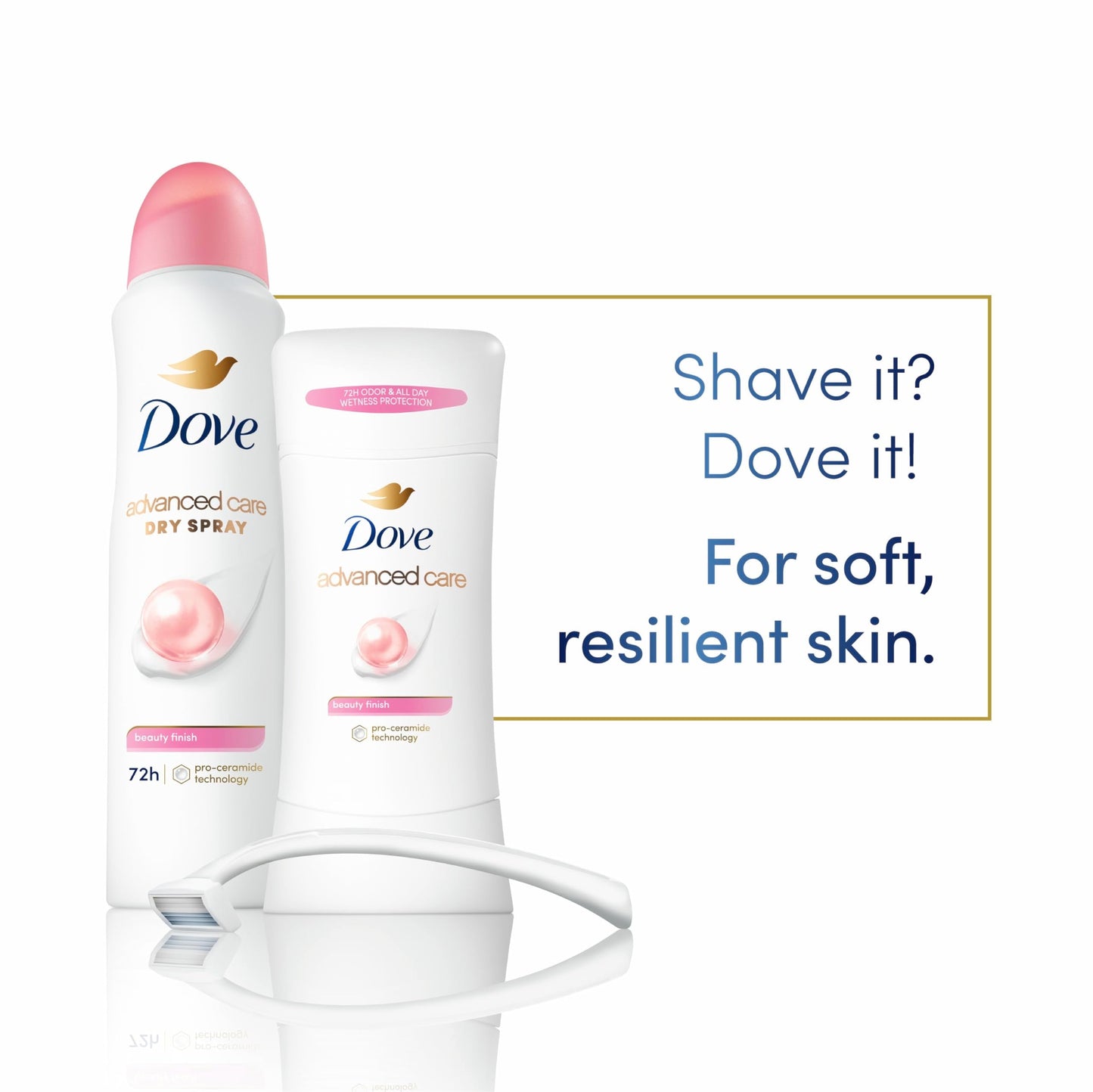 Dove Advanced Care Antiperspirant Deodorant Stick Beauty Finish 4 Count for helping your skin barrier repair after shaving 2.6 oz