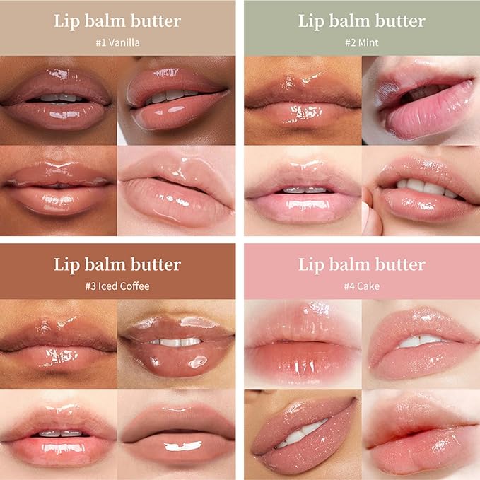 Lip Butter Balm - Lip Balm Hydrating - Tinted Lip Balm - Moisturizing Lip Gloss Set - Girls Lip Oil - Lip Moisturizer for Women - Lip Care Products - Christmas Gifts for Teen Girls