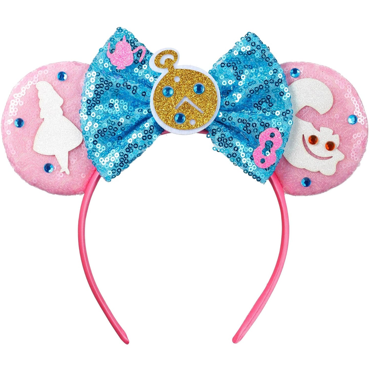 Opzzqz Mouse Ear Headbands for Women Giltter Bow Headband for Girls Birthday Party Decorations