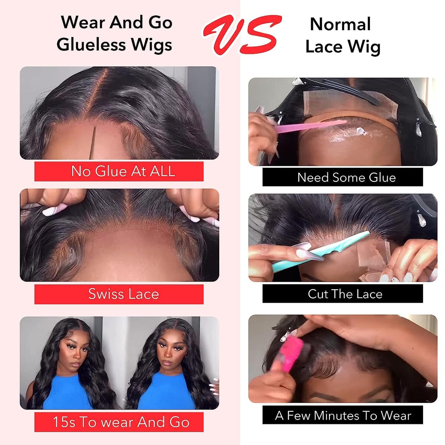 Glueless Wigs Human Hair Pre Plucked, Wear and Go Glueless Wig for Beginners, Upgraded No Glue 4x4 Closure Wigs Human Hair,180 Density Body Wave Lace Front Wigs Human Hair For Black Women 18 Inch