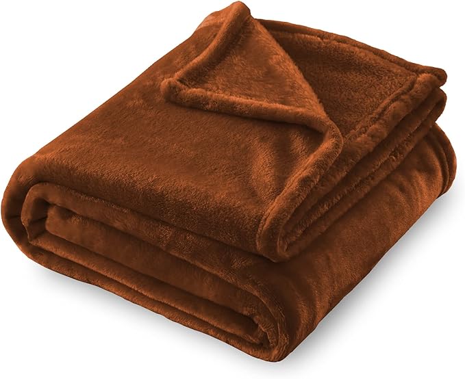 SOCHOW Flannel Fleece Blanket King Size, All Season Lightweight Super Soft Cozy Blanket for Bed or Couch, Caramel 90inch X108''