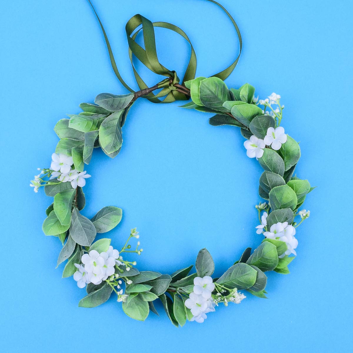 Love Sweety Succulent Flower Crown Eucalyptus Halo Wedding Floral Headband Photo Prop (B-White)