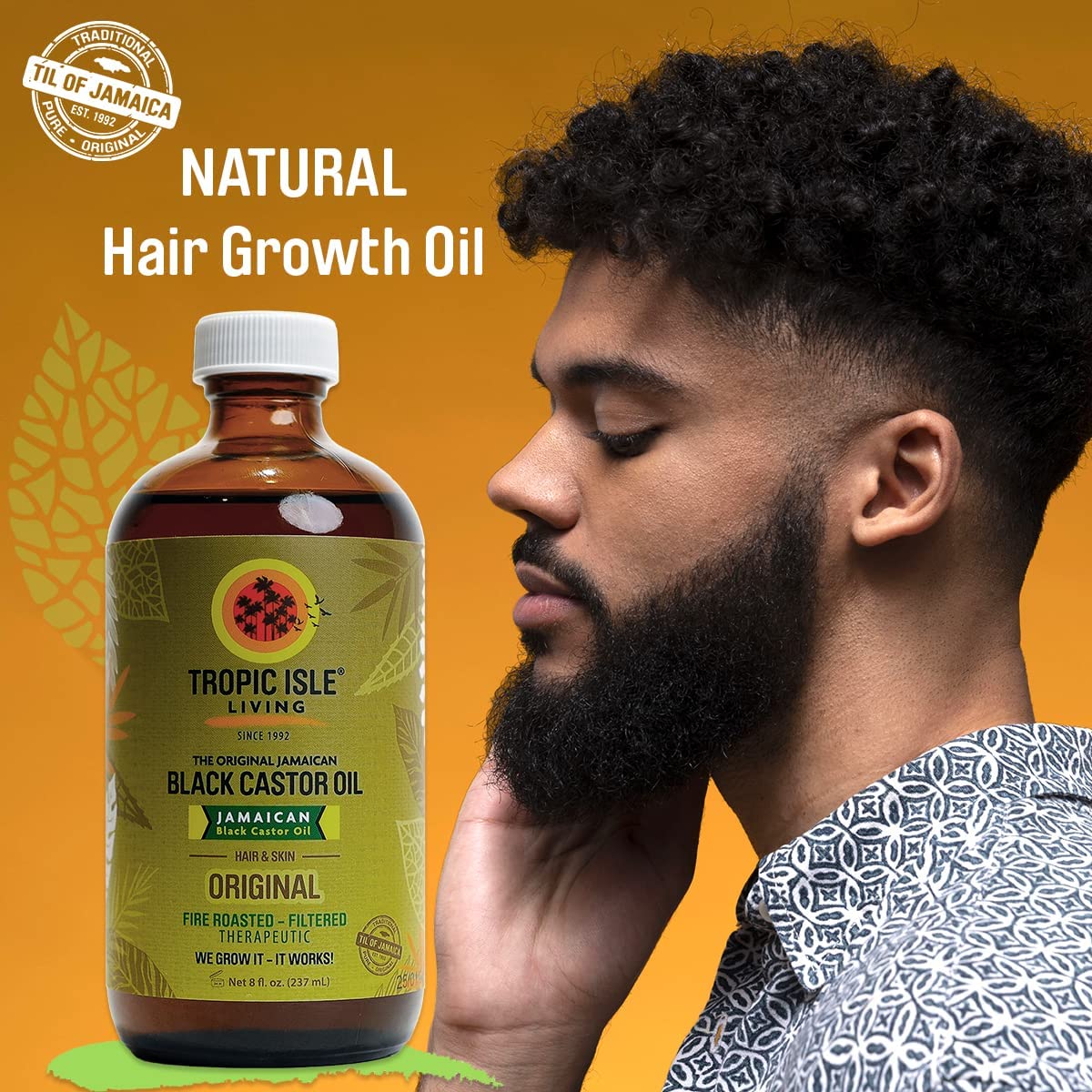 Tropic Isle Living Jamaican Black Castor Oil 4oz/ 120ml Brush Set | For Hair Growth Oil, Skin Conditioning, Eyebrows & Eyelashes, Gives Hydration and Strengthens Hair