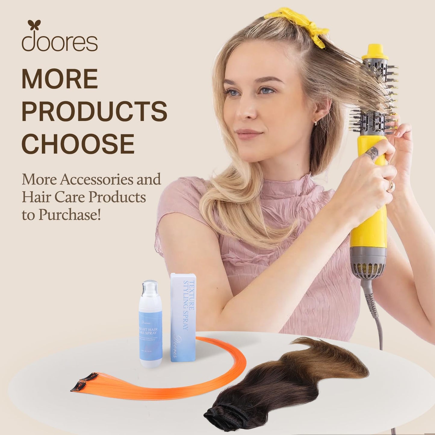 DOORES DOORES Classic Clip Seamless Clip, 5pcs 80g 18 Inch Balayage Ash Blonde to Golden Blonde and Platinum Blonde