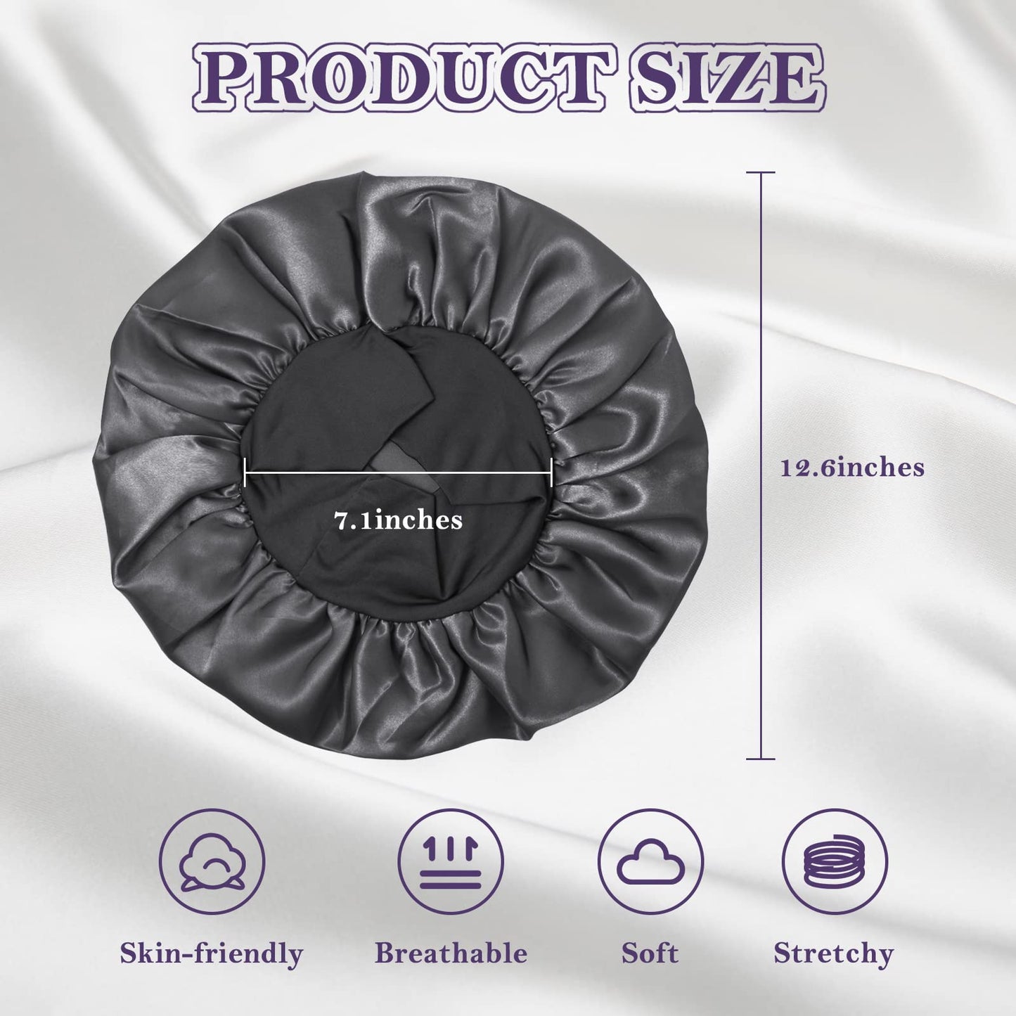 KEPUWAY 10 Pcs Bonnet for Sleeping, Superior Silky Satin Bonnet Hair with Elastic Wide Band for Women(Designed for Black Fans)
