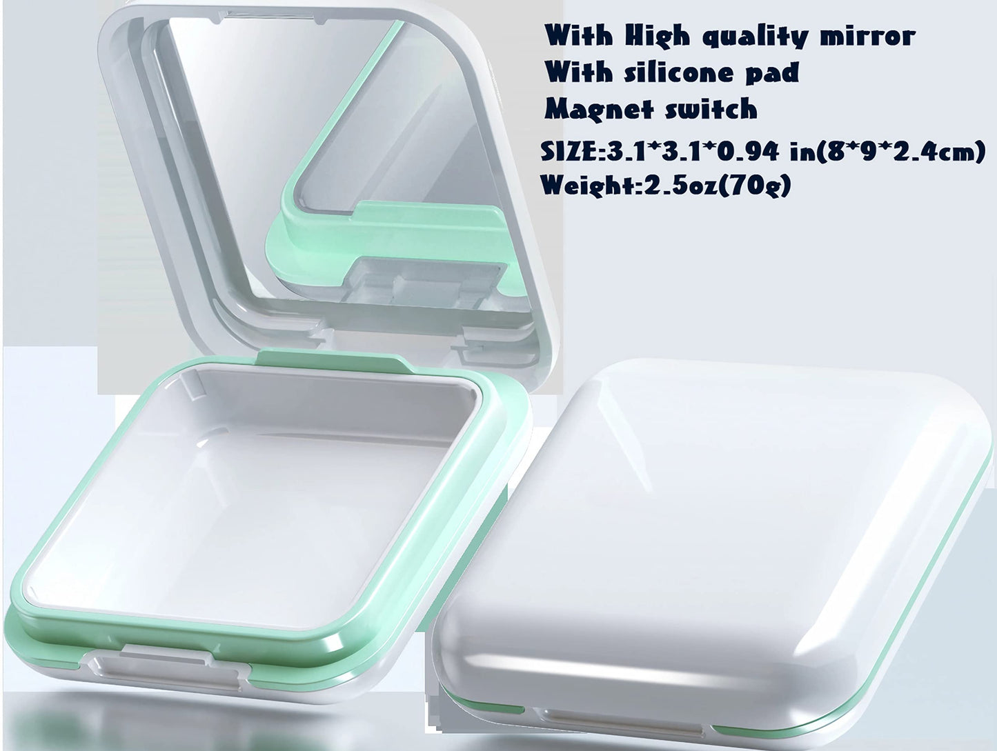 MURRI&MURRDI Retainer Case 2 Pack, Denture Case with Mirror, Denture Bath Box with Strainer Basket, Cute Denture Holder Retainer Storage Soak Container for Travel, Braces Cleaner Kit (C White)