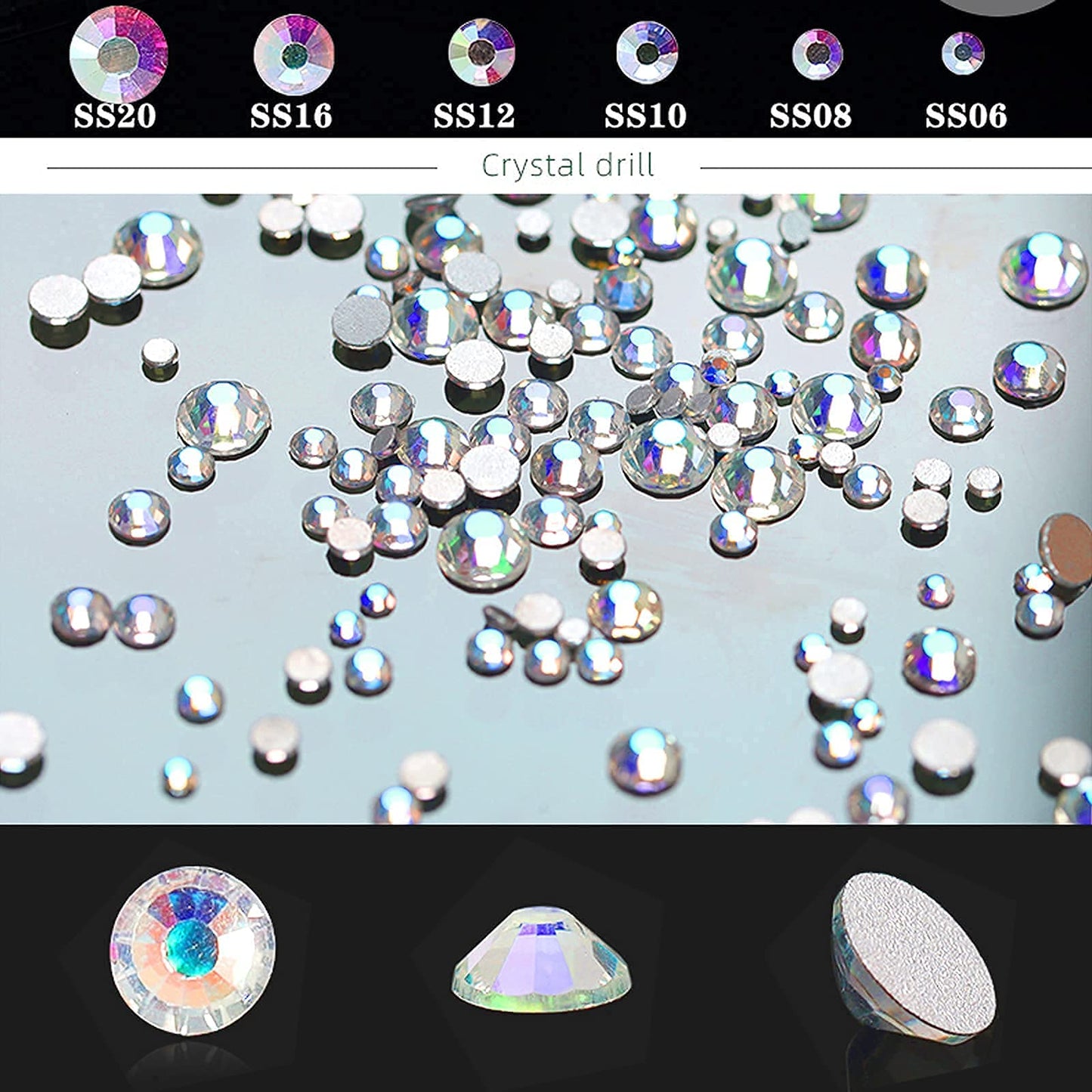4880Pcs Rhinestones for Nail, AB Champagne Crystal Nail Rhinestones Set, Nail Round Beads Flatback Glass Gems Stones, Multi Shapes Nail Rhinestones for Nail DIY Crafts Clothes Shoes Jewelry