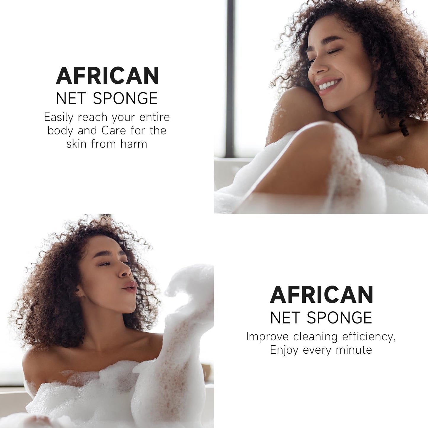 Metene 3 Pieces African Exfoliating Net, Colorful African Net Cloth, Long African Net Sponge Body Scrubber for Use in Shower, Bath Shower Wash Cloth for Skin Smoother Daily Use (Yellow,Blue,Black)