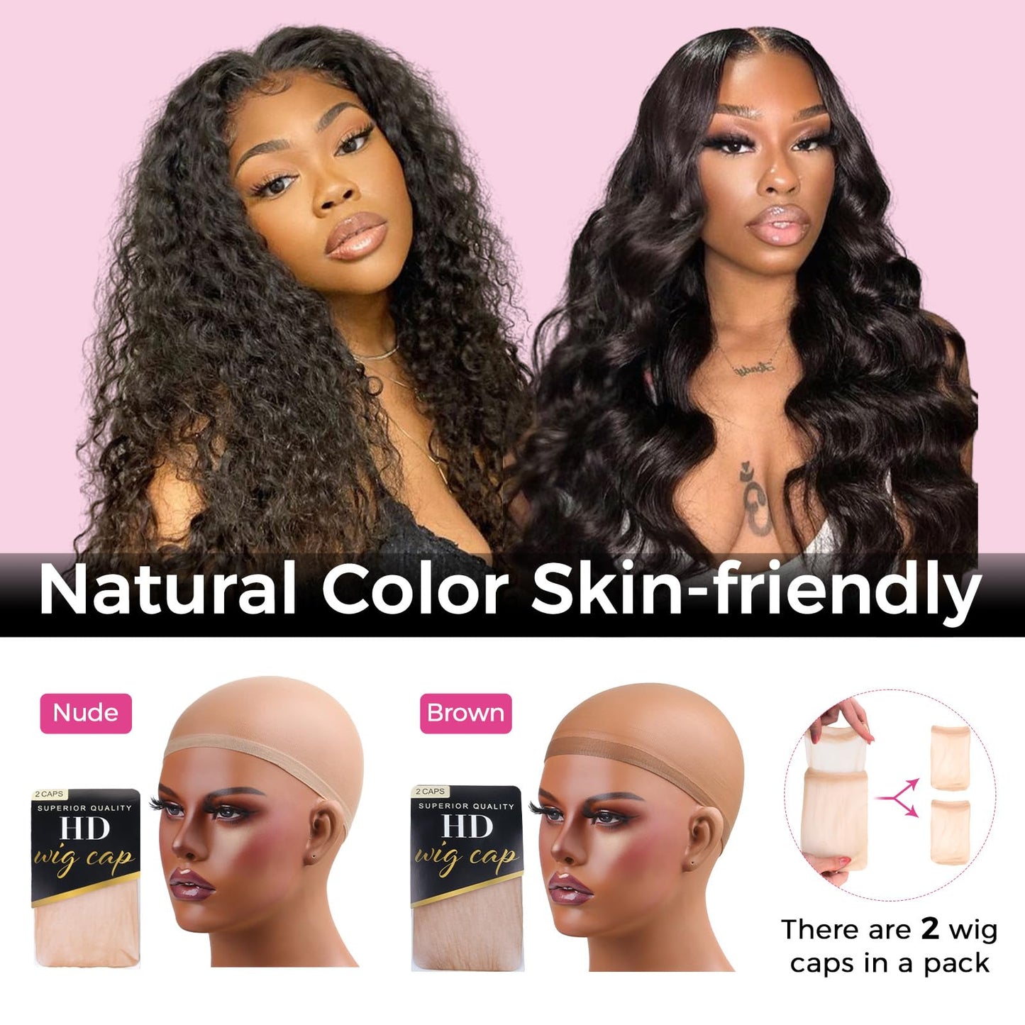 Lashey HD Wig Cap 12 Pieces Nude Color Skin-friendly wig Caps Invisible and Breathable Wig Grip Cap for Women Sheer Stretchy Wig Caps