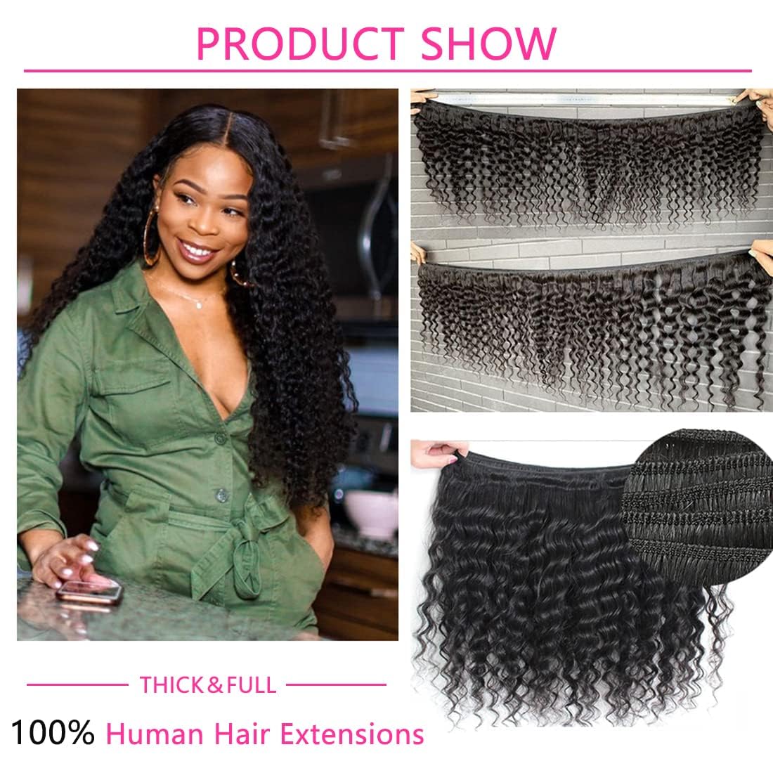 Deep Wave Bundles Human Hair 12A Brazilian Water Wave Human Hair Bundles 16 16 16 Inch 100% Unprocessed Virgin Deep Wave Human Hair Bundles Curly Bundles Wet and Wavy 3 Bundles Weave Double Weft