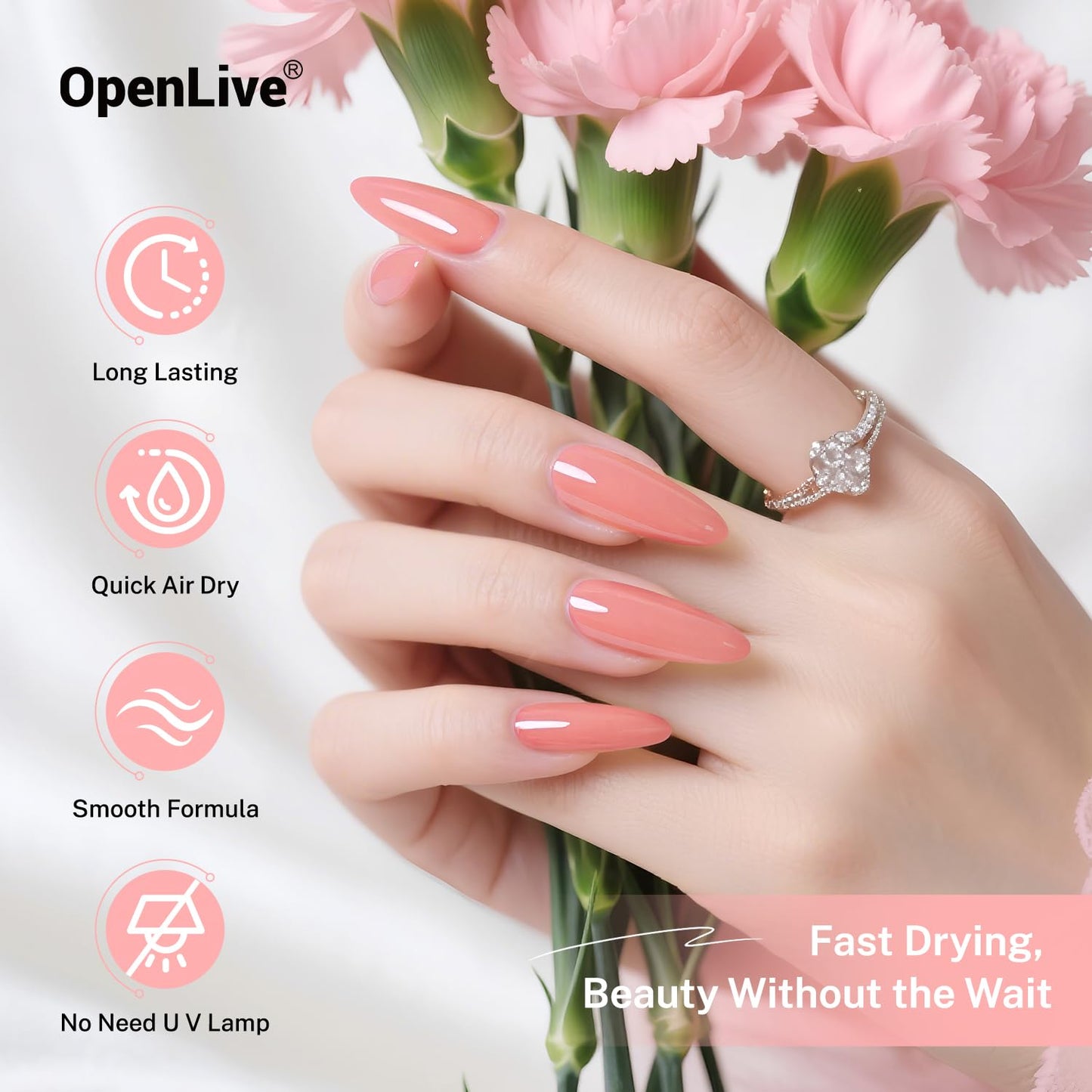 16.5ml Soft Pink Nail Polish Large Volume Quick Dry Nail Polish, Long Lasting Shine, Fingernail Toenail Nail Art DIY Home Travel Nail Art Gift