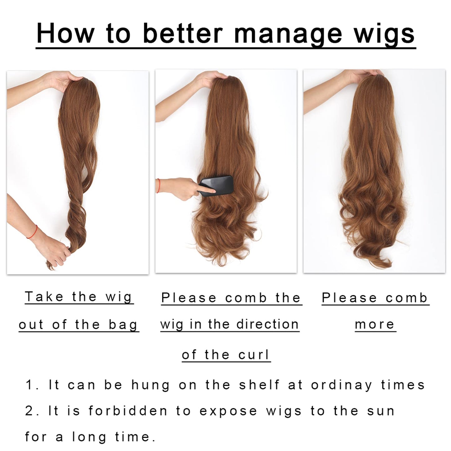 JHZSJF Drawstring Fake Ponytail Hair Extensions，Long Wavy Wrap Around Synthetic Heat Resistant Pony Tail Hairpiece 28" 5.6 OZ Pony Tail Hair Pieces For Women Girls【 Black Brown】