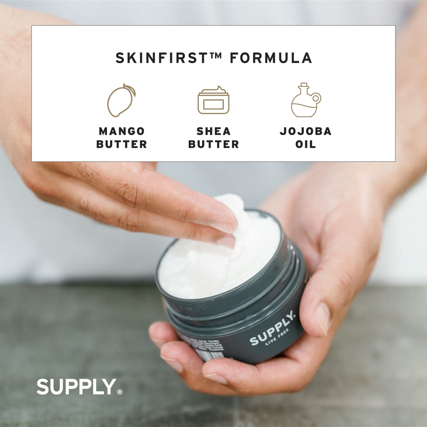 SUPPLY - Ultra Lather Shaving Cream - Citrus & Basil - Lathering, Men's Shaving Lather Cream - Hypoallergenic, Naturally Soothing Shave Lather, Protects Against Razor Burn and Irritation- 3.4 Oz Jar