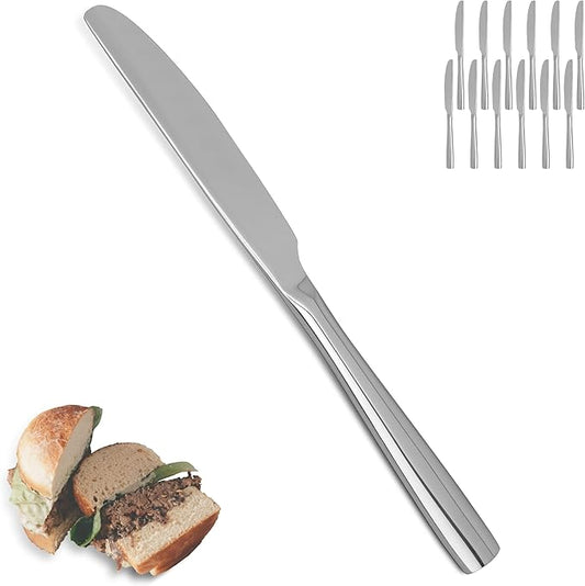 Dinner Knives,12 Piece Dinner knife Set,18/10 Stainless Steel Silverware Set Dinner Knife For Home,Kitchen,Restaurant and Hotel,Mirror Polished& Dishwasher Safe