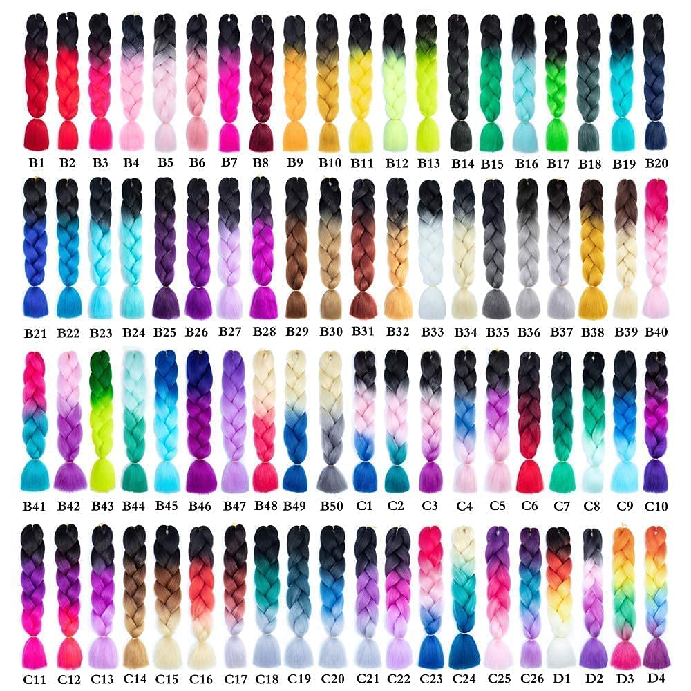 TENGSHUO FLY Black to Blue Braiding Hair 6 Packs Synthetic Braid Hair Extensions Jumbo Ombre Braiding Hair 24 Inch or Box Braids Twist Crochet Braids(24"6Pack,Black to Blue)