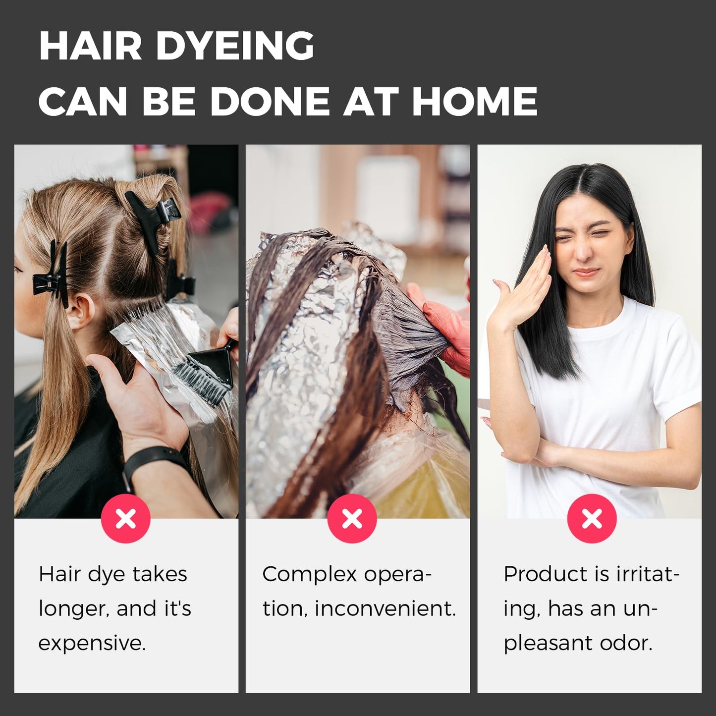 DUNTAIL Hair Dye Shampoo 3 in 1, Black, 17.6 Fl Oz - Gentle Formula for Gray Coverage, Hair Color Shampoo with Herbal Ingredients