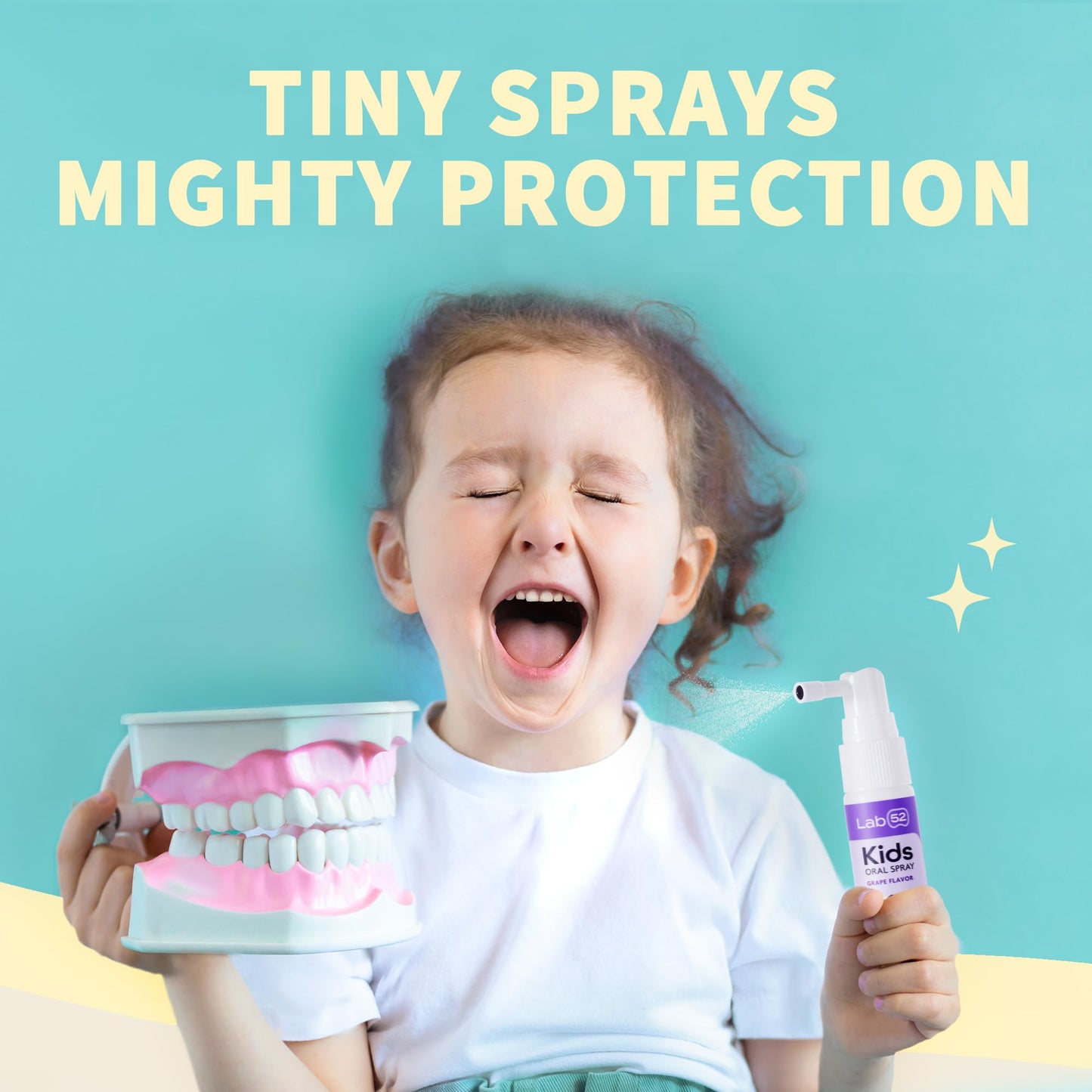 LAB52 Kids Oral Spray Gift Box, Toddler Toothpaste Helper for Cavity Repair and Fresh Breath, Children Anticavity with Fluoride Free for Newborn to Preschoolers, Xylitol Strawberry Flavor (3 Packs)