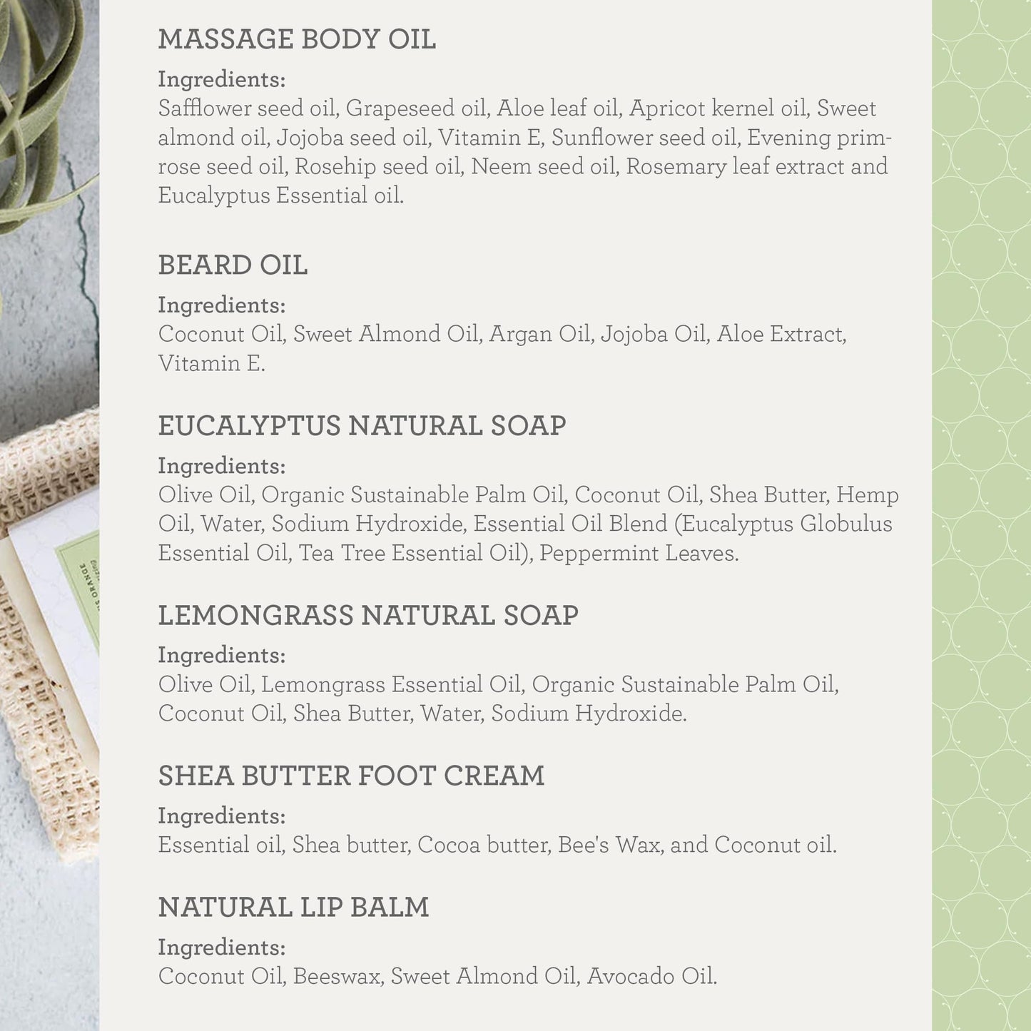 Men's Spa Gift Set, Natural Handmade Gift for Him - Eucalyptus Scent Bath & Body Skincare Package - 8 pcs, Massage Oil, Beard oil, 2 Soaps, Foot cream,Soap Saver, Lip Balm, Towel