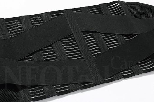 NeoTech Care Adjustable Compression Wide Back Brace Lumbar Support Belt (Charcoal, Size XL)