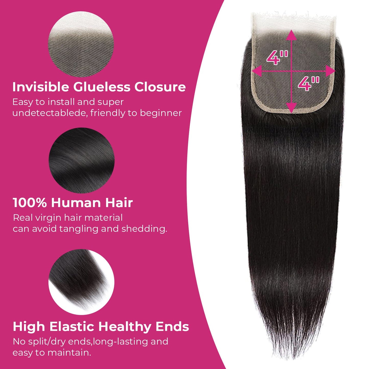 FalaFala SKINLIKE 4x4 Real HD Closure Straight Human Hair Free Part Swiss HD Lace Melted Pre Plucked with Baby Hair Undetectable Serrated Edge Frontal Closures Only 20 Inch