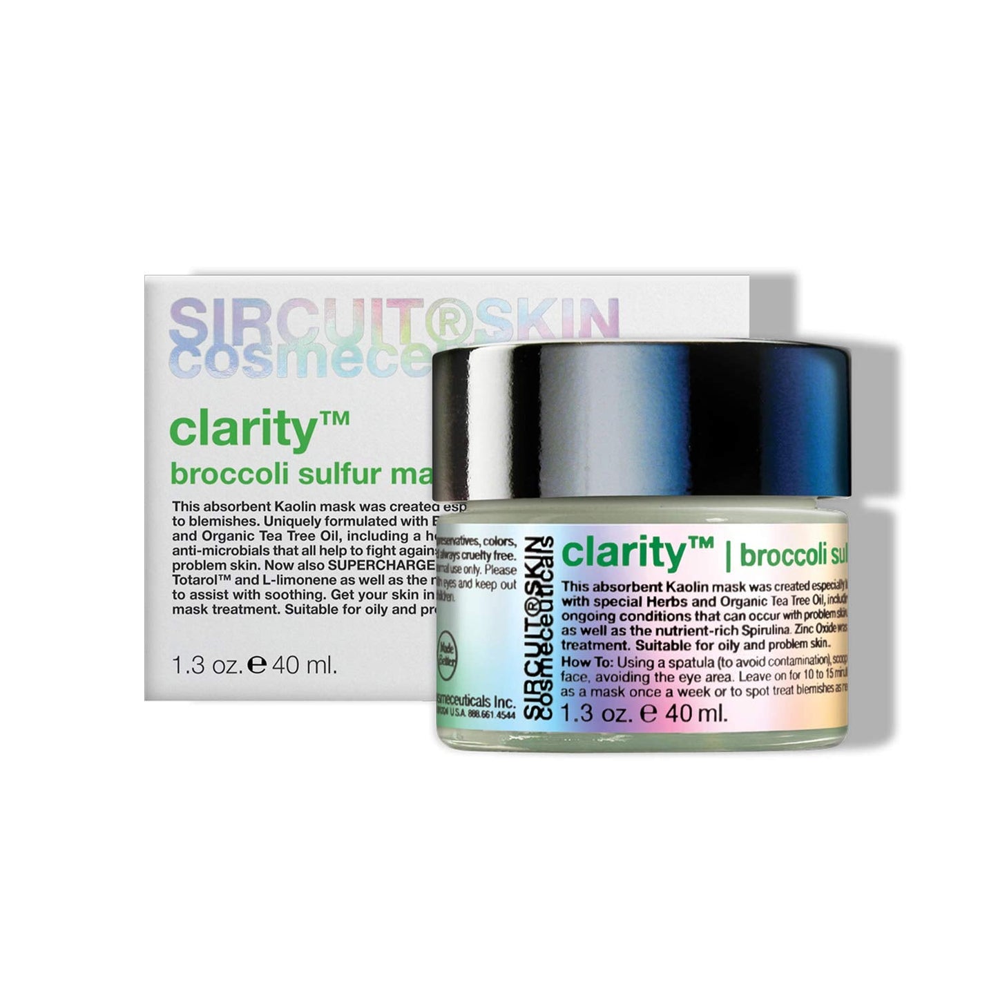 Sircuit Skin Clarity Broccoli Sulfur Mask - Soothing Face Mask with Brocolli Extract, Bentonite + Essential Oils - Skin Clearing Mask Supports the Appearance of Flawless Looking Skin (1.3 oz)