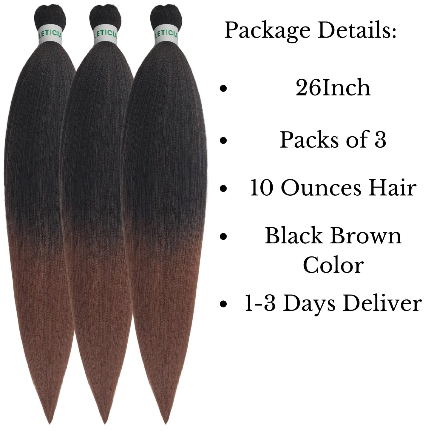 Leticia Black Brown Braiding Hair Pre Stretched Kanekalo Braiding Hair Pre stretched