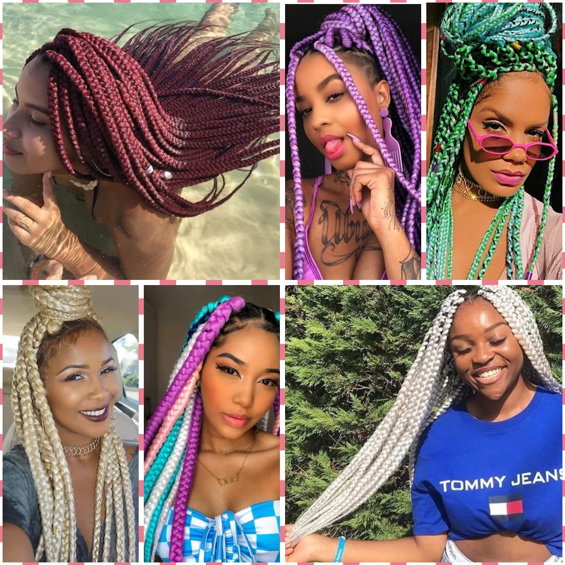 Doren Jumbo Braiding Hair Extensions Colorful Synthetic Kanekalon Crochet Braids Hair for DIY 3Pcs 100g/Pcs 24Inches #613