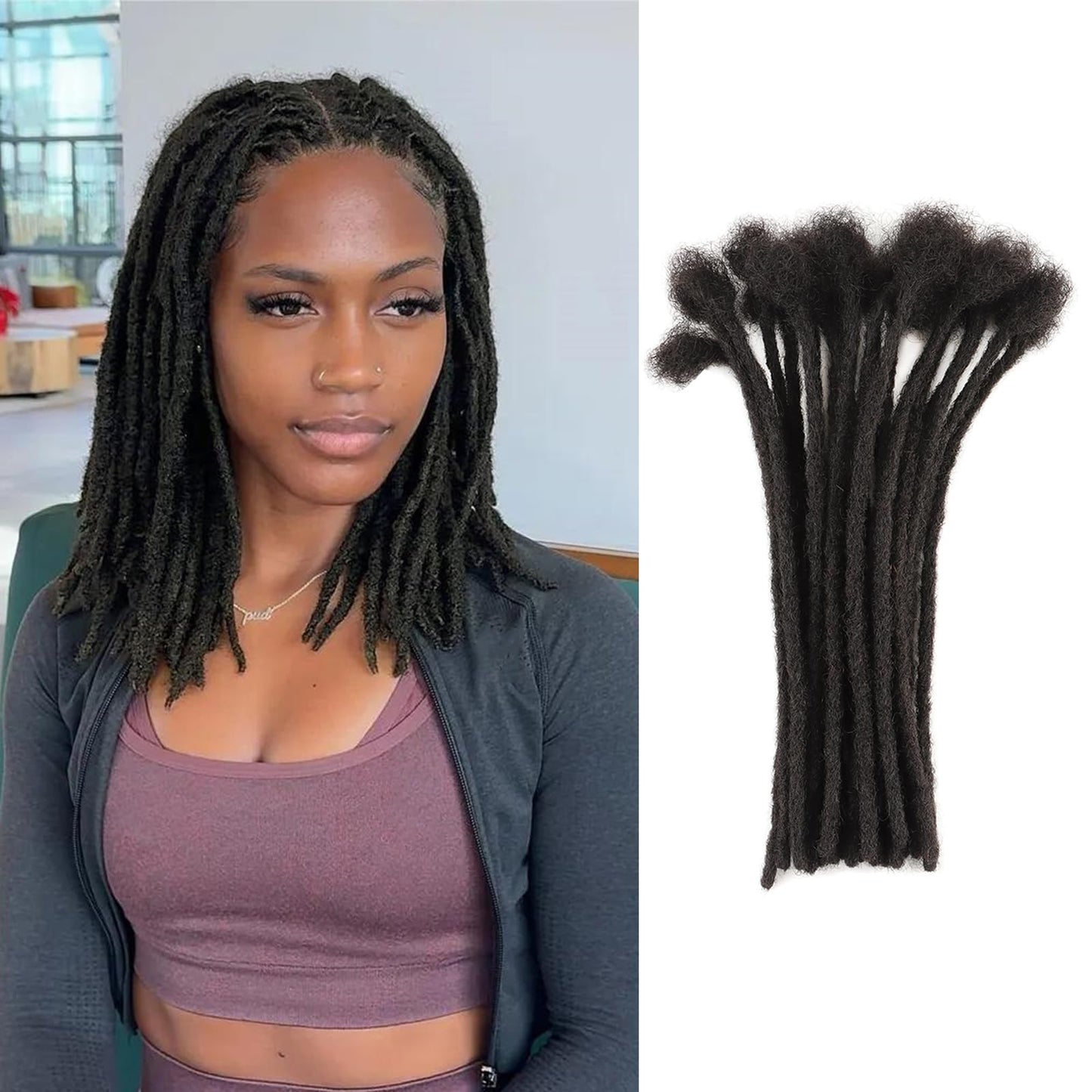 IIFLYDSFA 0.4cm Thickness Real Human Hair Dreadlock Extensions for Men/Women 8 Inch 20 Strands Full Handmade Permanent Locs Extensions Human Hair Can Be Dyed and Bleached