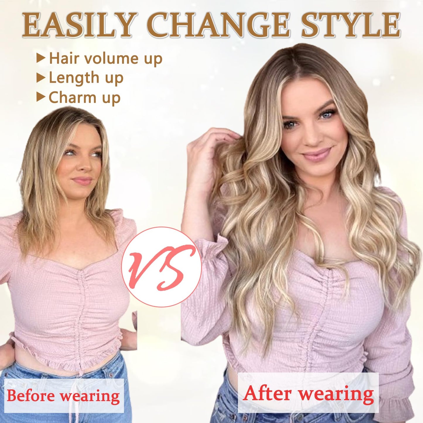 Clip in Hair Extensions for Women, 6PCS Long Wavy Curly Clip on Hair Extensions 20 Inch Synthetic Thick Hairpieces (Dark Brown, 20 Inch)