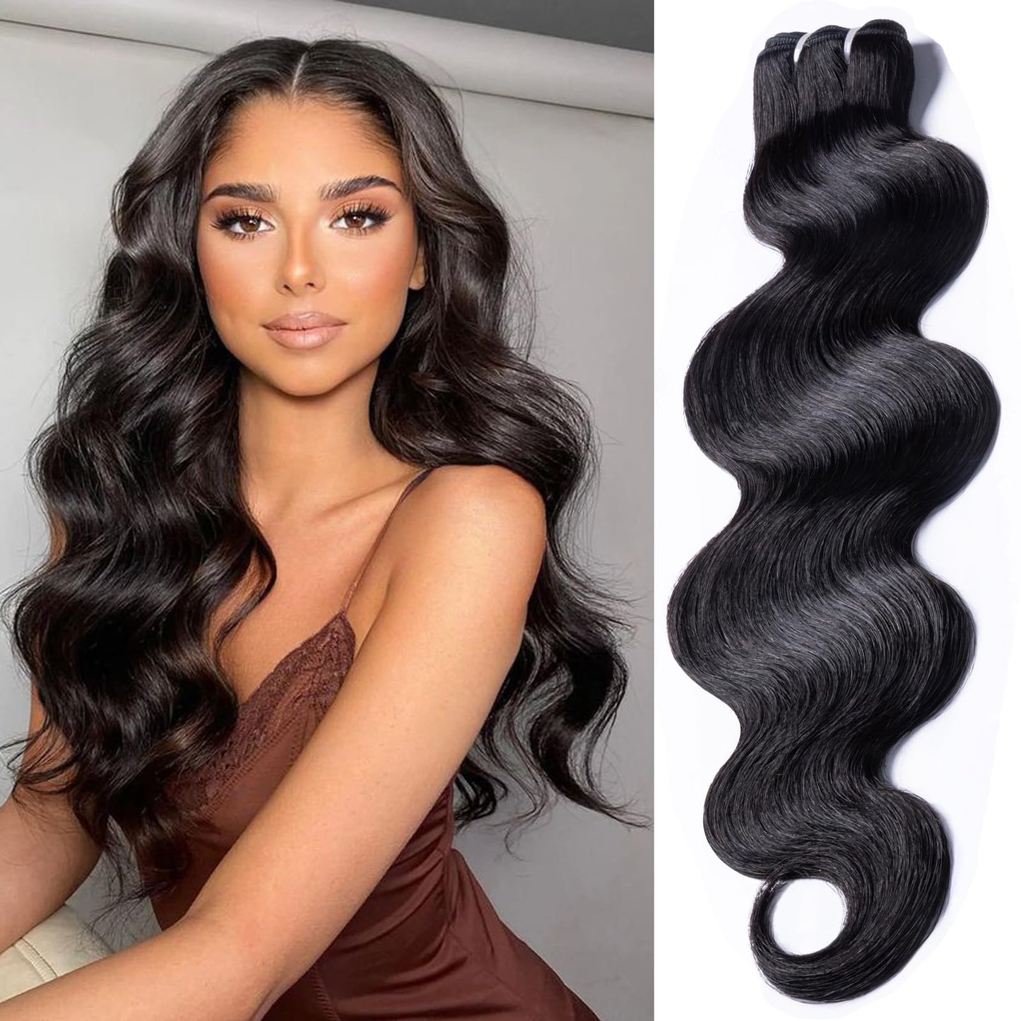 LYOLKSER human hair bundles body wave bundles human hair 1 bundle 22 inch 15A 100% unprocessed indian remy hair bundles for black women raw hair bundles for hair salon