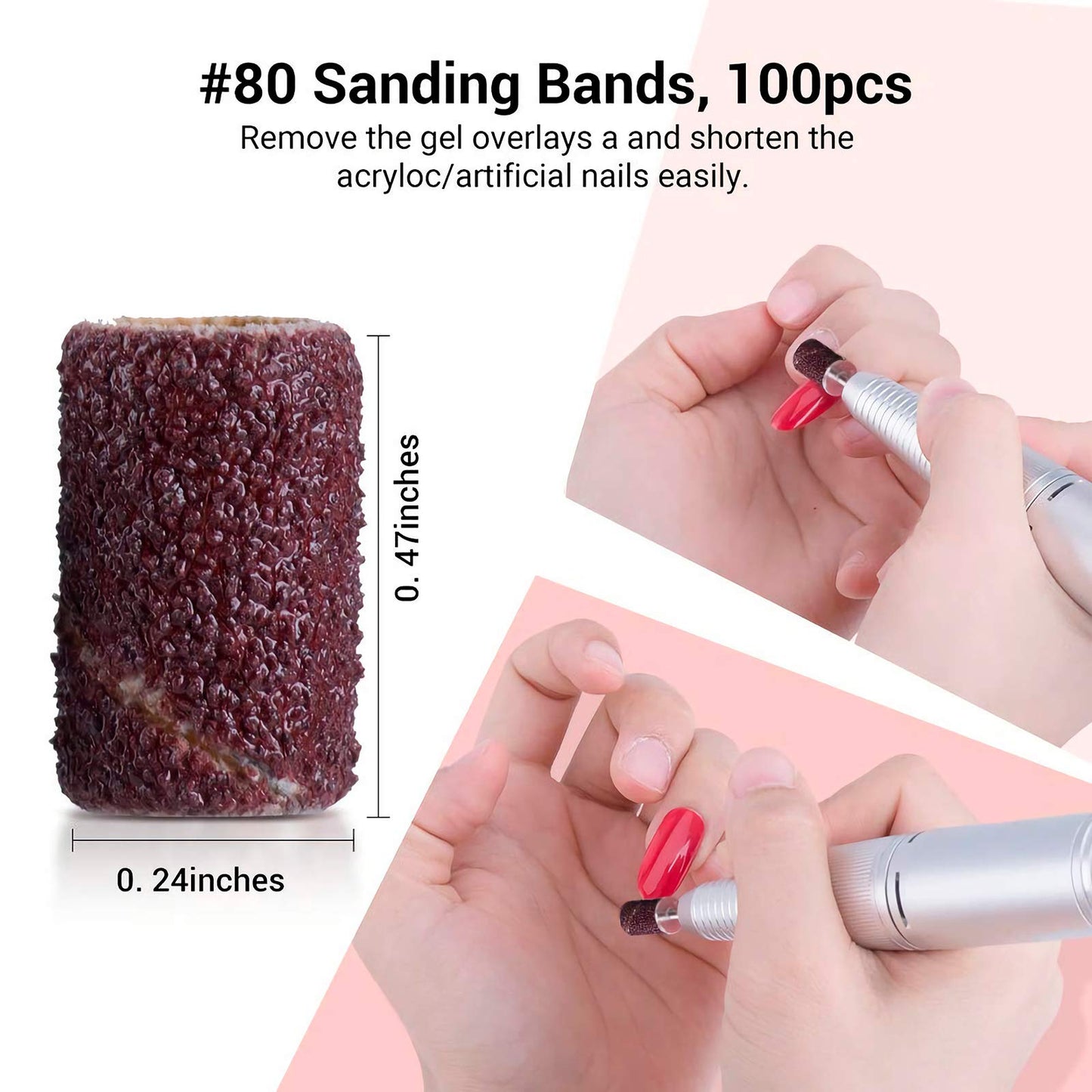 MelodySusie Professional Nail Drill - 30000 rpm Rechargeable Portable Nail Drills with 6 Bits and 106 Sanding Bands, Cordless Electric File Machine for Acrylic Nails Polish with 300Pcs Sanding Bands