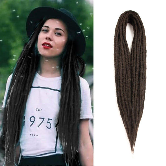 Double Ended Dreadlock Extensions 0.6CM Diameter Synthetic Hair 24Inch 10Strands Reggae Braids Hip-hop Style(Double Ended 10trands,4)
